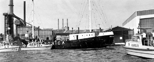 Veronica, schip wordt binnegheaald in 1975